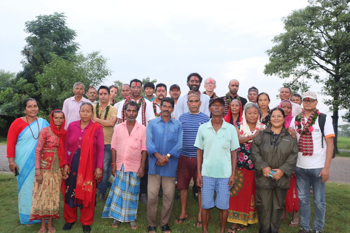 Visit of SANTD (Sarah Traore) and ILEP delegation (Muntasir Mukhier and Geoff Warne) in Lumbini Province with members of the self-help group of people affected by NTDs. Photo: &copy; FAIRMED<br>