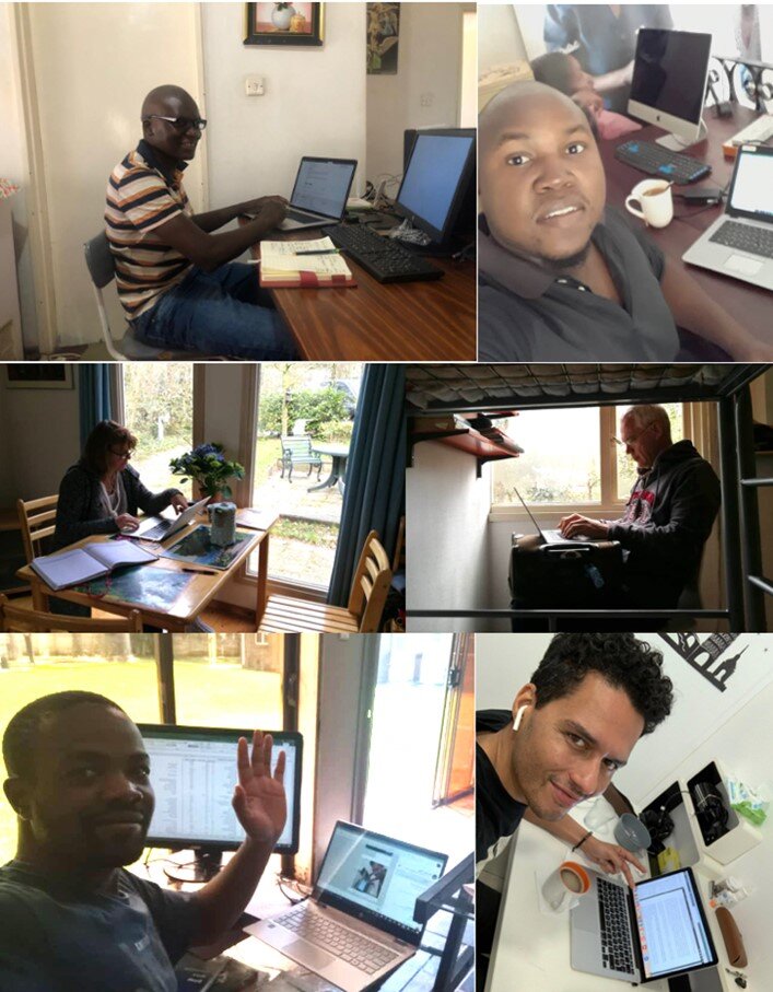 Various team members working and interacting remotely during the development phase of the DICP. Photo: &copy; SolidarMed<br>
