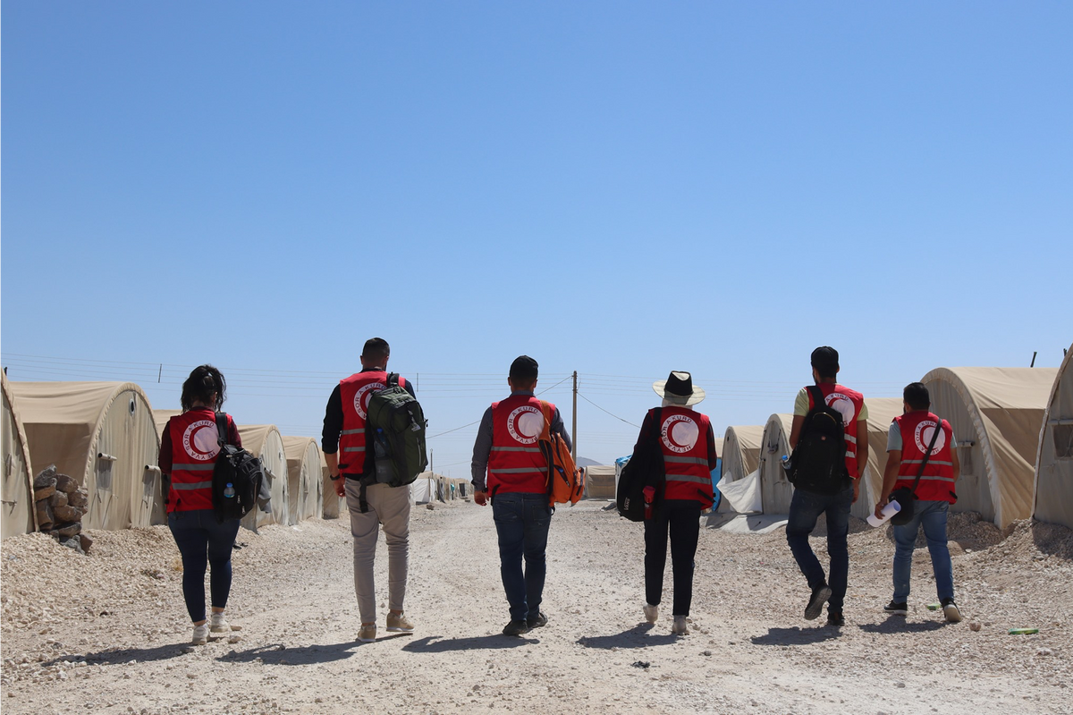 KRC-Einsatz f&uuml;r die Gesundheitspr&auml;vention im Washokani-Camp in Rojava. Foto: &copy; KRC
