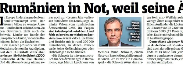 Rumänien in Not, weil seine Ärzte in die Schweiz fliehen