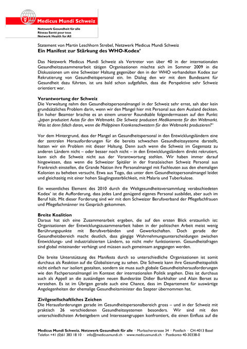 Ein Manifest zur Stärkung des WHO-Kodex