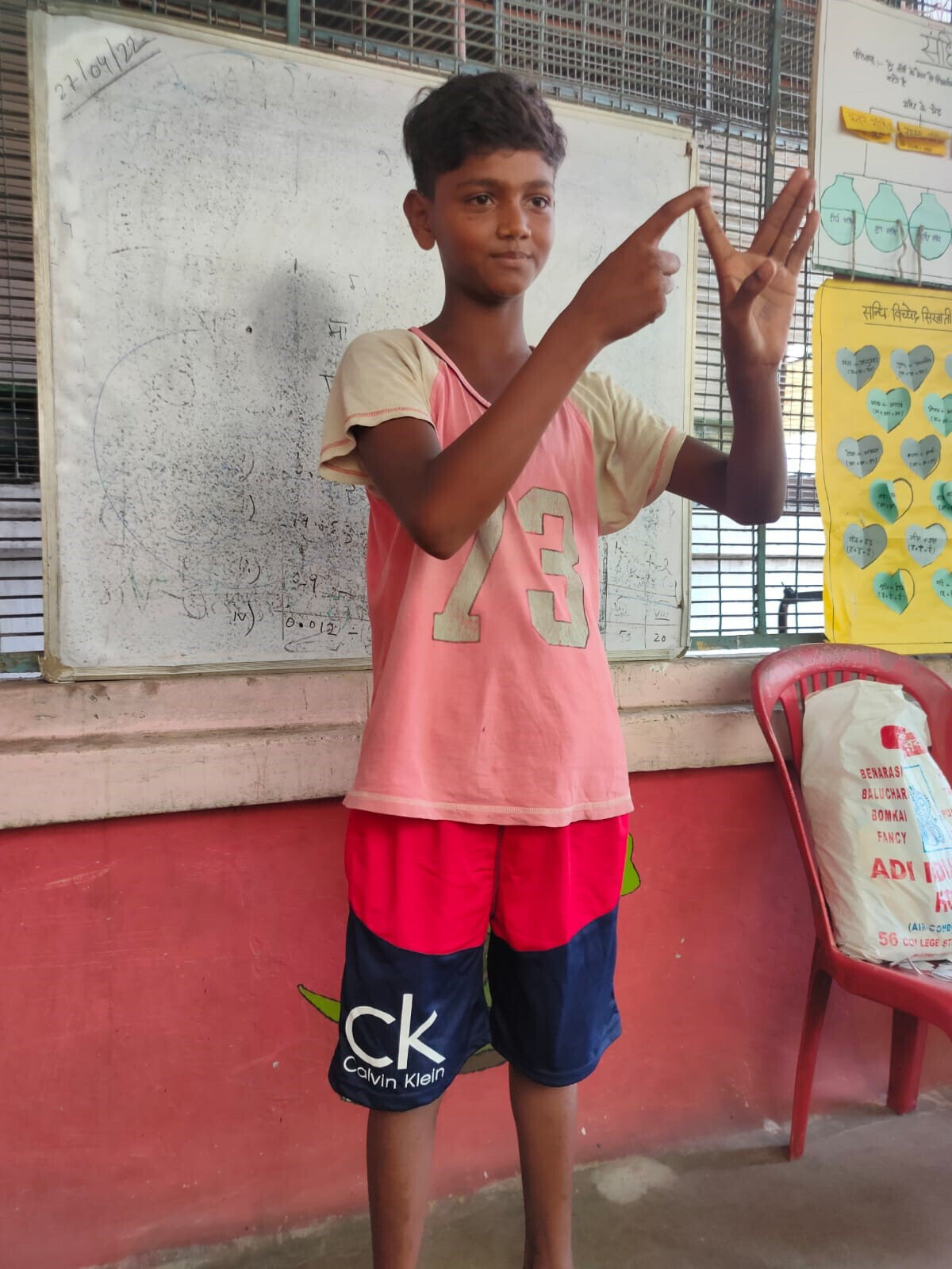Dumb charade by a student to enact a situation of abuse. Photo: &copy; Calcutta Rescue