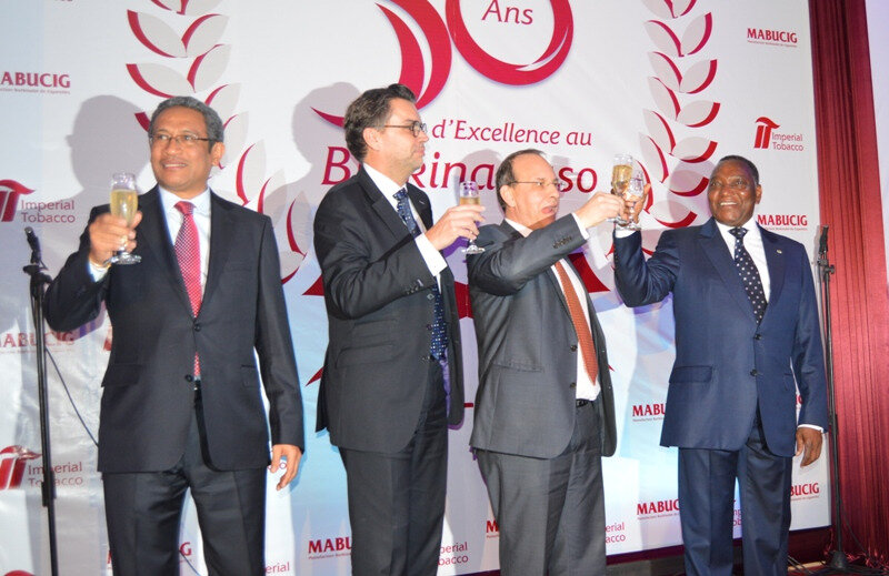 A picture showing Imperial Tobacco celebrating the 50th anniversary of Mabucig, its subsidiary in Burkina Faso.
