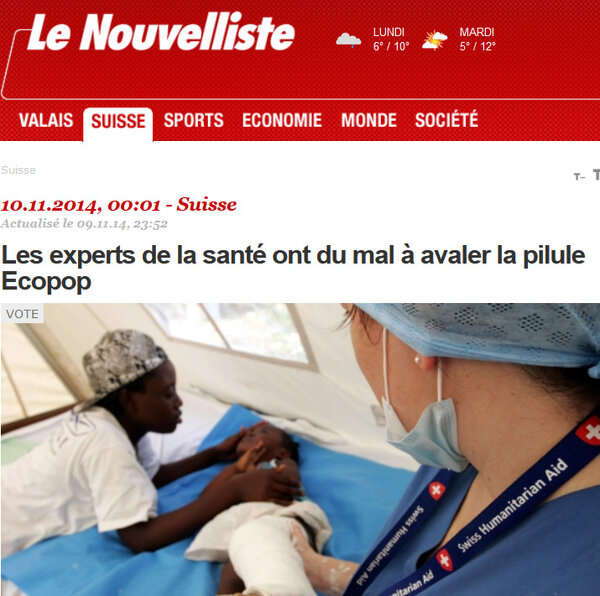 Les experts de la santé ont du mal à avaler la pilule Ecopop