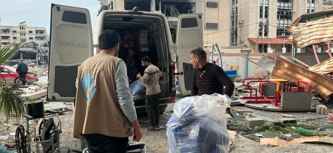 Nous distribuons 200 aides à la mobilité à l'hôpital Al-Shifa à Gaza city